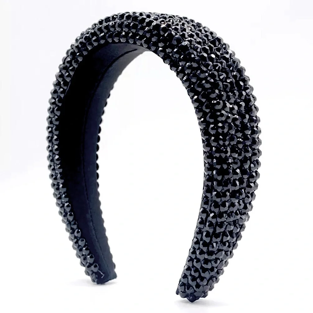 Black Handmade Rhinestone Bling Sparkle Statement Festival Coachella Headband
